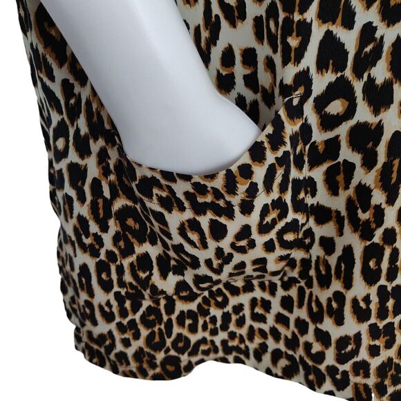 Equipment Aubrey Leopard Print 100% Silk Shift Dress Size Small Pockets Keyhole - Picture 5 of 9